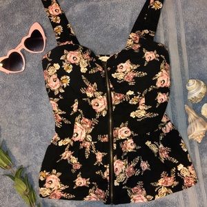 Floral Zip-up Blouse